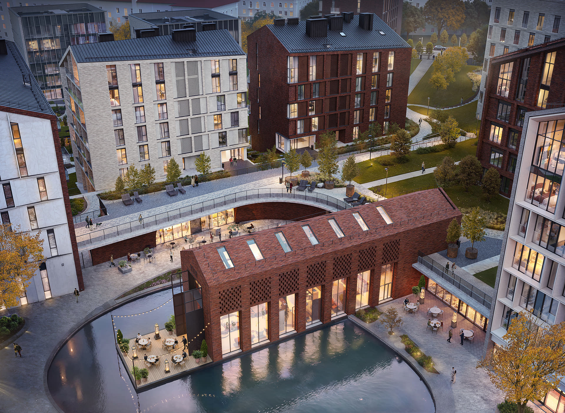 Пешеходная улица станет сердцем квартала DEPO, разделяя его территорию на две части и притягивая жителей и гостей города. Здесь разместятся магазины и кафе, а в самом центре, на уютной площади, в здании, отсылающем к историческому прошлому места, будет располагаться ресторан. Пространство для встреч, отдыха, культурных активностей и приятного времяпрепровождения в самом центре Минска.