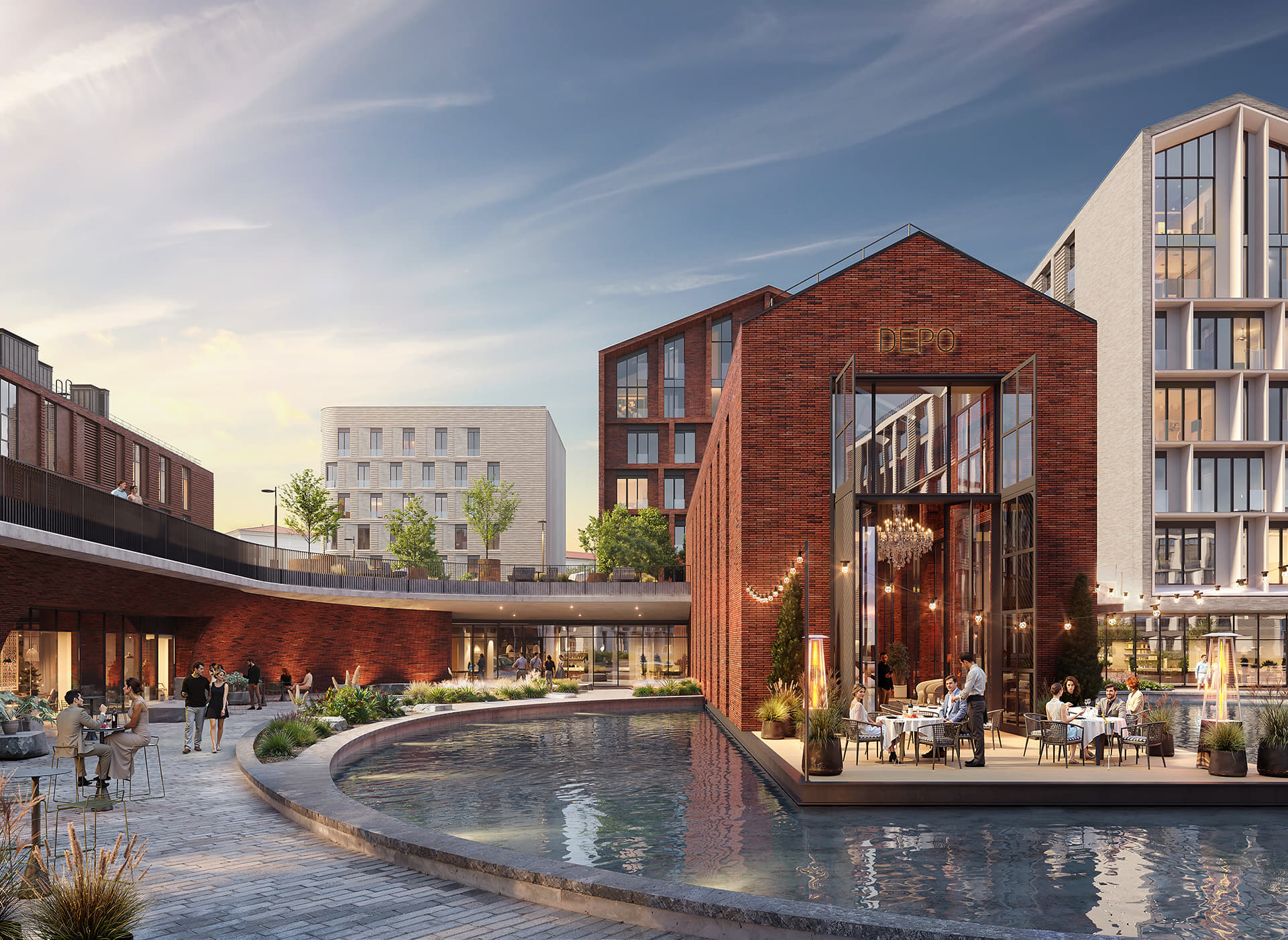 Для удобства жителей и гостей DEPO прямо на территории квартала расположится бизнес-центр, супермаркет, фитнес-клуб и магазины премиум-класса. Чтобы любые повседневные дела — от покупок качественных продуктов и встреч с друзьями до деловых переговоров — можно было решить рядом с домом, без утомительных поездок по городу.