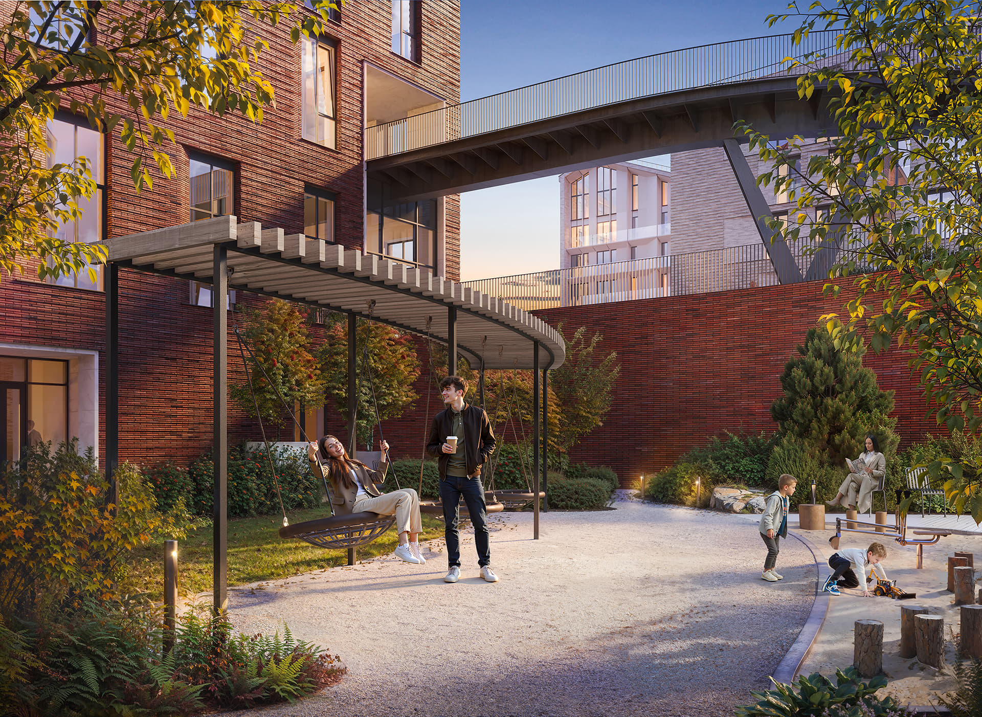 В квартале предусмотрены пространства для детских занятий и творческого развития, где малыши могут безопасно и увлекательно проводить время. А чтобы родители могли больше времени проводить вместе с детьми в уютной и вдохновляющей обстановке, в DEPO создаются места для семейного отдыха и совместных активностей. Заботливое окружение для всех поколений.